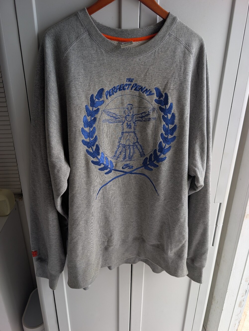 Nike Gray Crewneck Sweatshirt with Blue Graphic Air Penny Hardaway